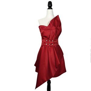 Women sweet heart-neckline strapless bustier asymmetric cocktail dress NWT